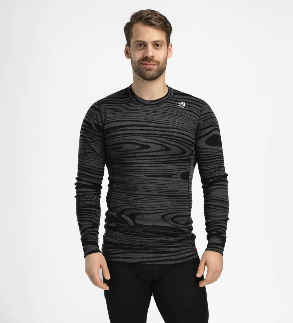 Aclima Men's WarmWool Crew Neck Black Motion