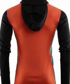 Men's WarmWool Hoodsweater with Zip Jet Black/Red Clay/North Atlantic Underställ Herr