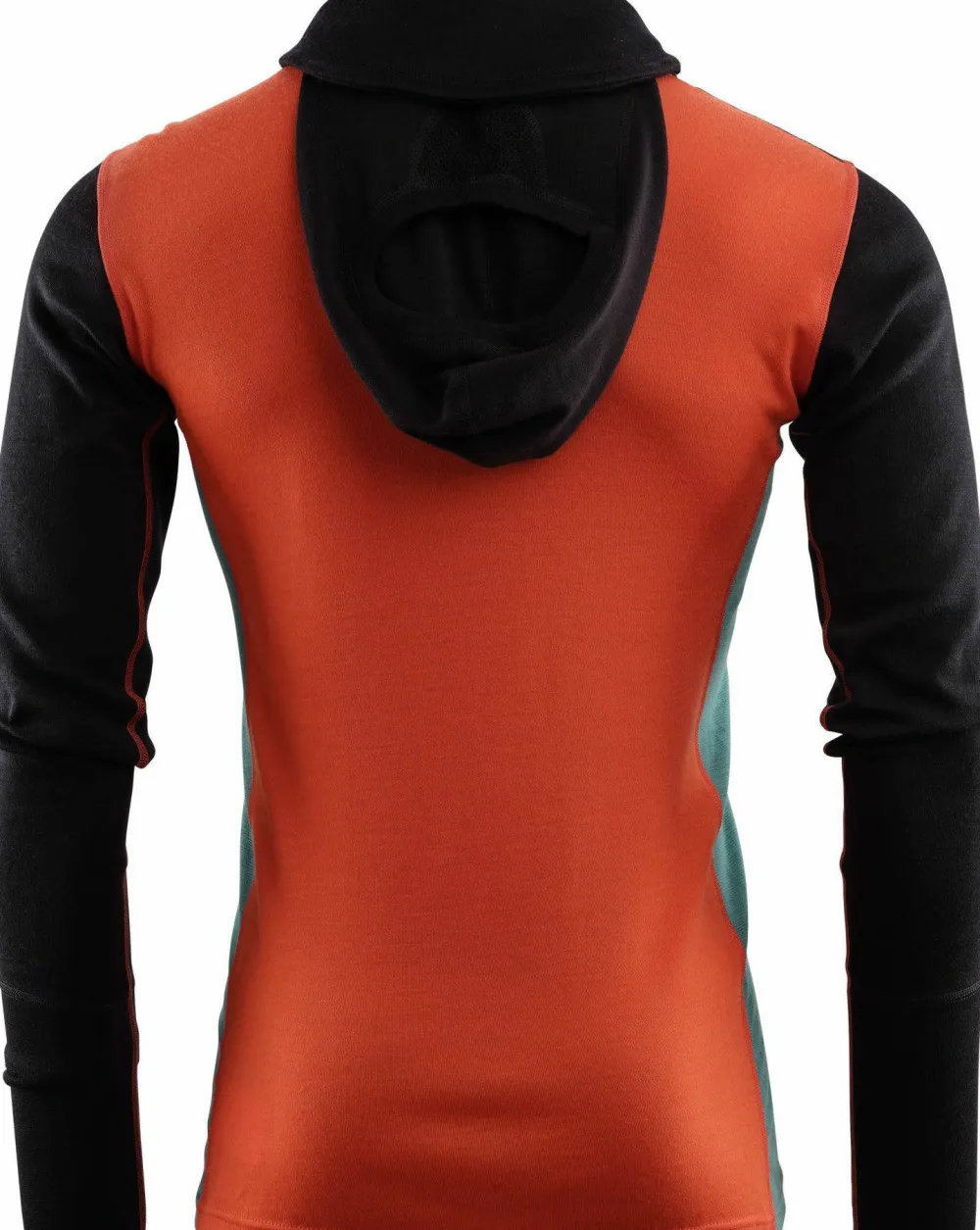 Men's WarmWool Hoodsweater with Zip Jet Black/Red Clay/North Atlantic Underställ Herr