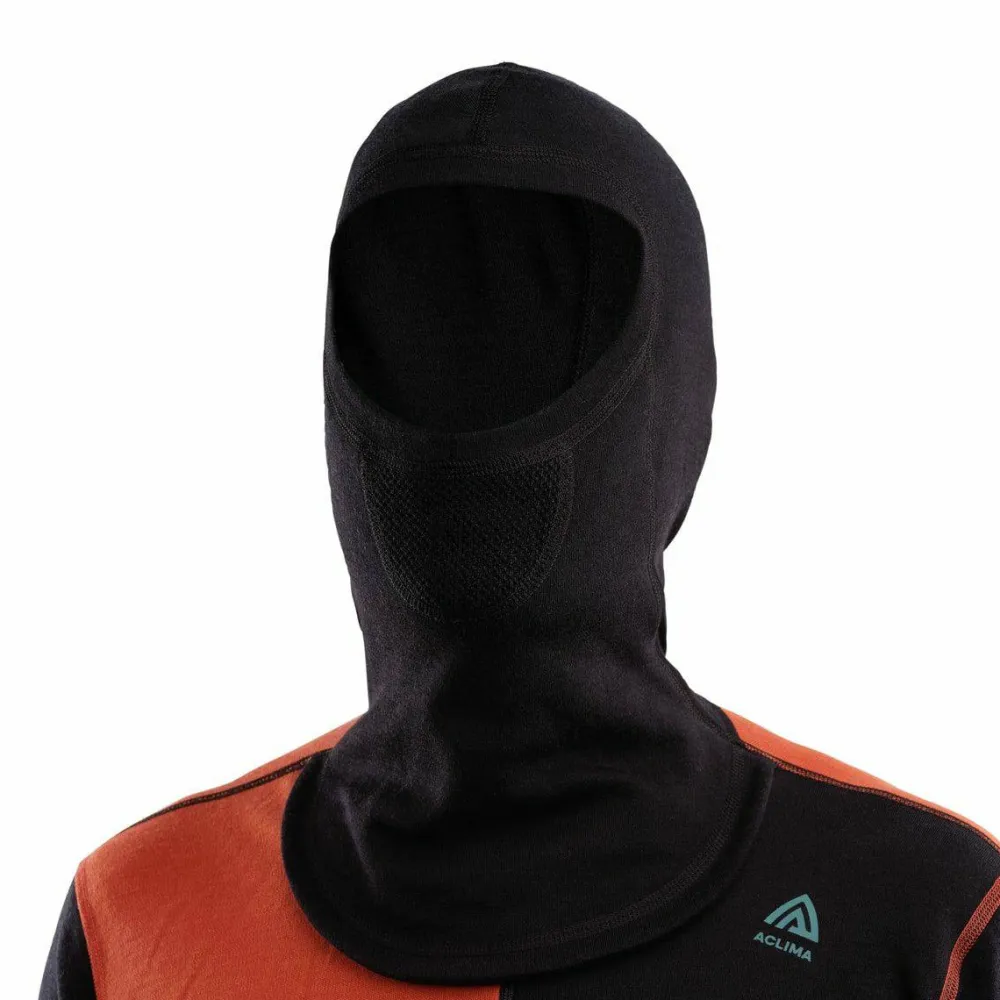 Men's WarmWool Hoodsweater with Zip Jet Black/Red Clay/North Atlantic Underställ Herr