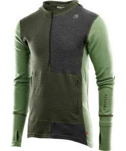 Aclima Men's WarmWool Hoodsweater with Zip Olive Night/Dill/Marengo Olive Night / Dill / Marengo Hot