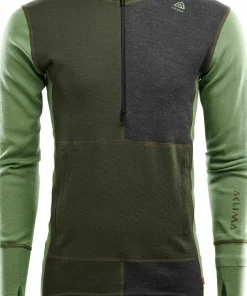 Aclima Men's WarmWool Hoodsweater with Zip Olive Night/Dill/Marengo Olive Night / Dill / Marengo Hot