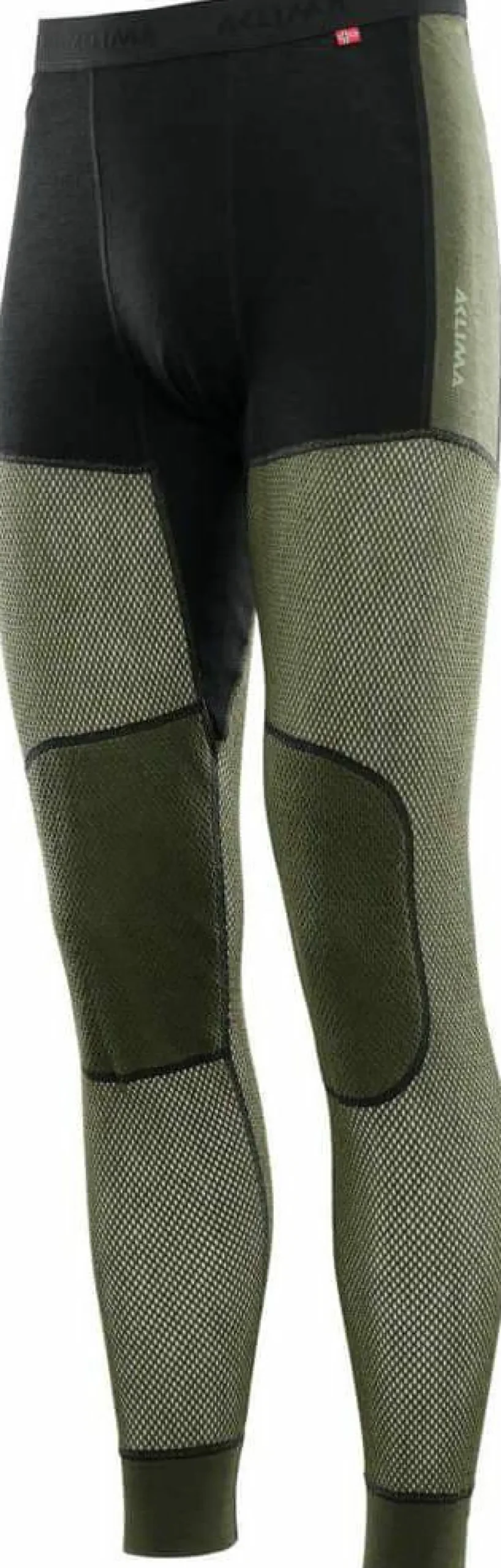 Aclima Men's WoolNet Hybrid Longs Jet Black/Olive Night/Dill