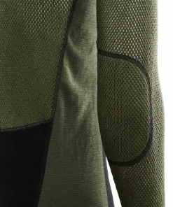 Men's WoolNet Hybrid Crew Neck Jet Black/Olive Night/Dill Underställ Herr