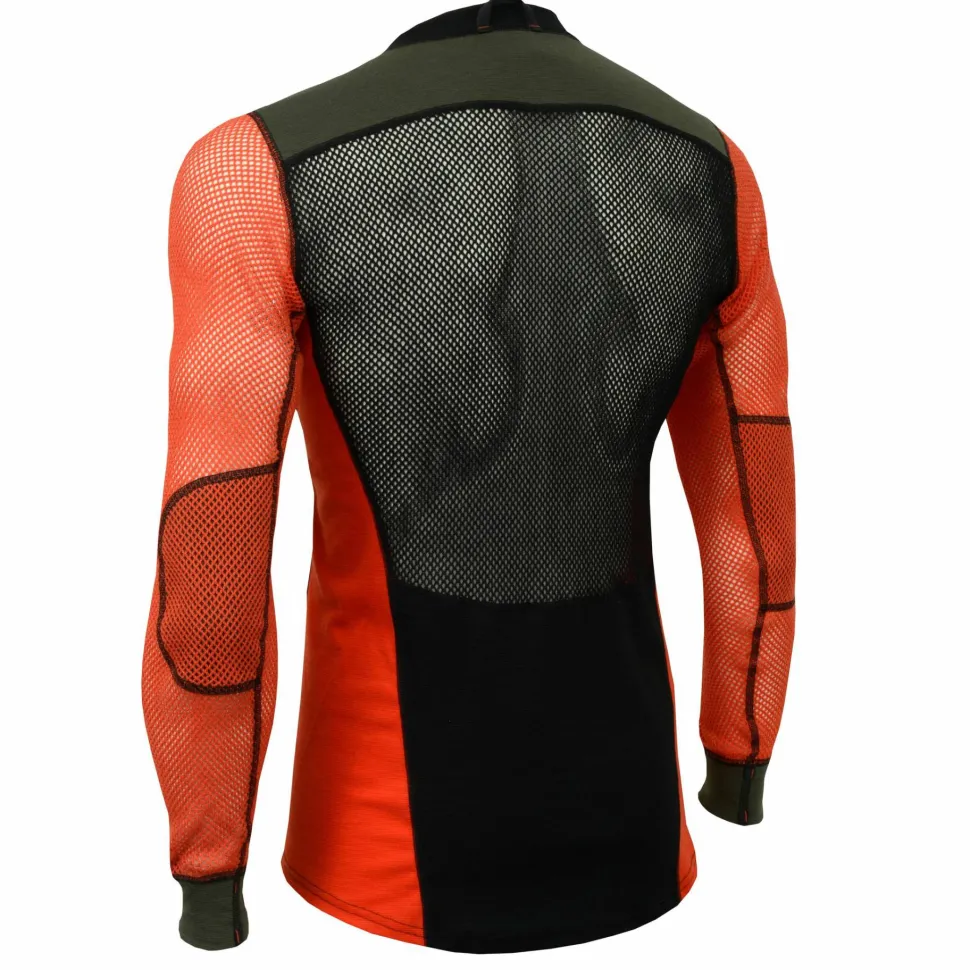 Aclima Men's WoolNet Hybrid Crew Neck Jet Black/Poinciana/Olive Nigh