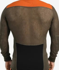 Aclima Men's WoolNet Hybrid Crew Neck Jet Black/Tarmac/Gold Flame
