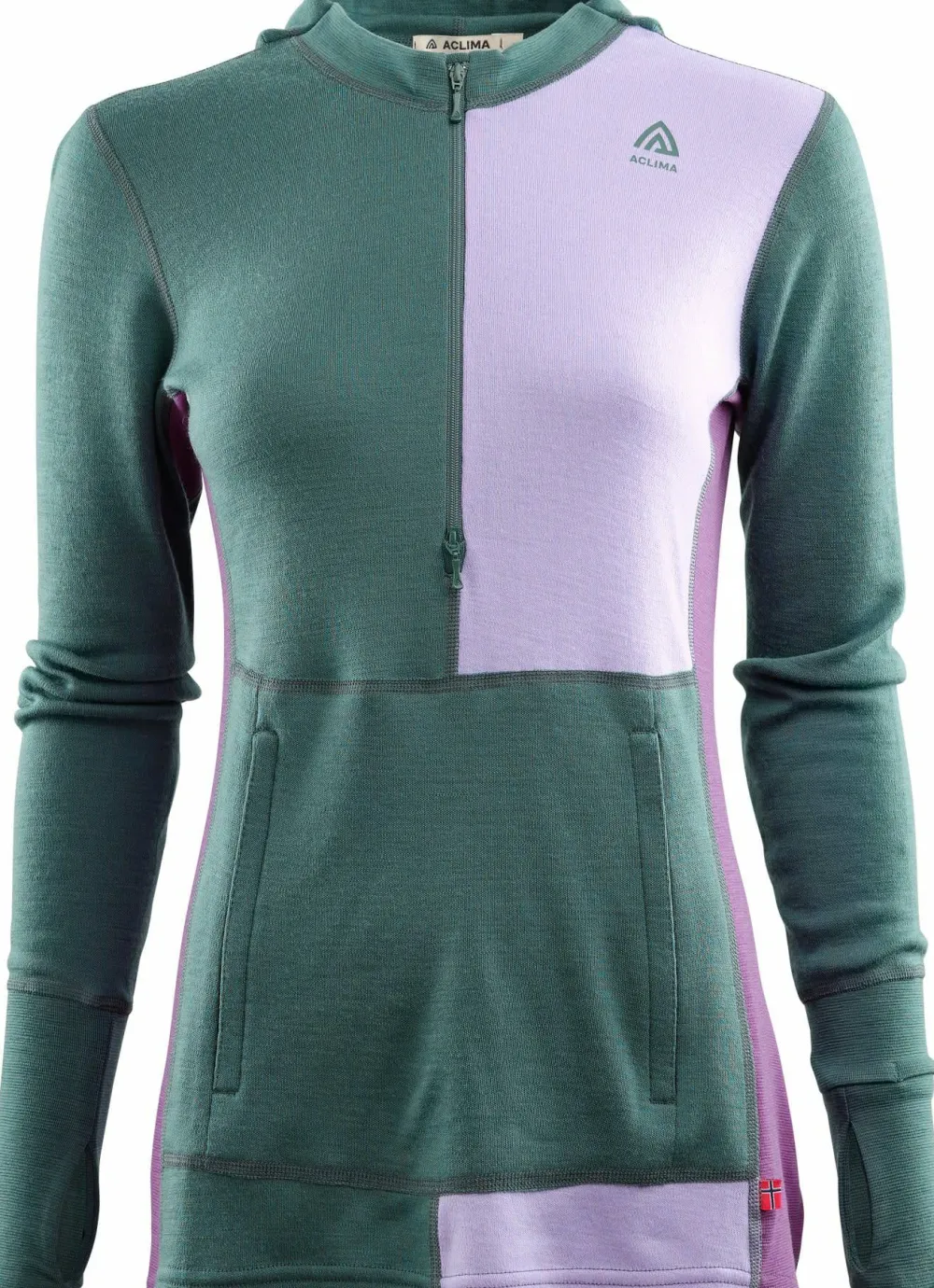 Best WarmWool Hoodsweater with Zip Woman North Atlantic/Purple Rose/Sunset Purple Skidkläder Dam|Underställ Dam