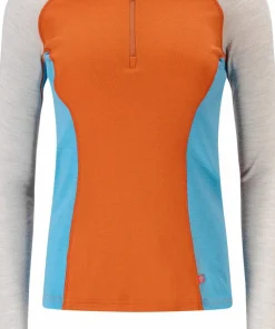 Aclima Women's WarmWool Polo Gold Flame/Beige Melange/Niagara New