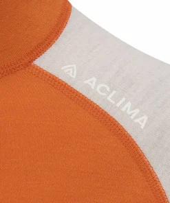 Aclima Women's WarmWool Polo Gold Flame/Beige Melange/Niagara New