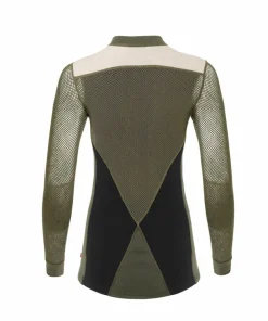 Online Women's WoolNet Hybrid Crew Neck Jet Black/Olive Night/Beige Melange Skidkläder Dam|Underställ Dam