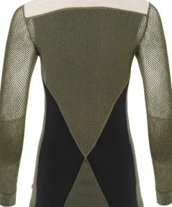 Online Women's WoolNet Hybrid Crew Neck Jet Black/Olive Night/Beige Melange Skidkläder Dam|Underställ Dam