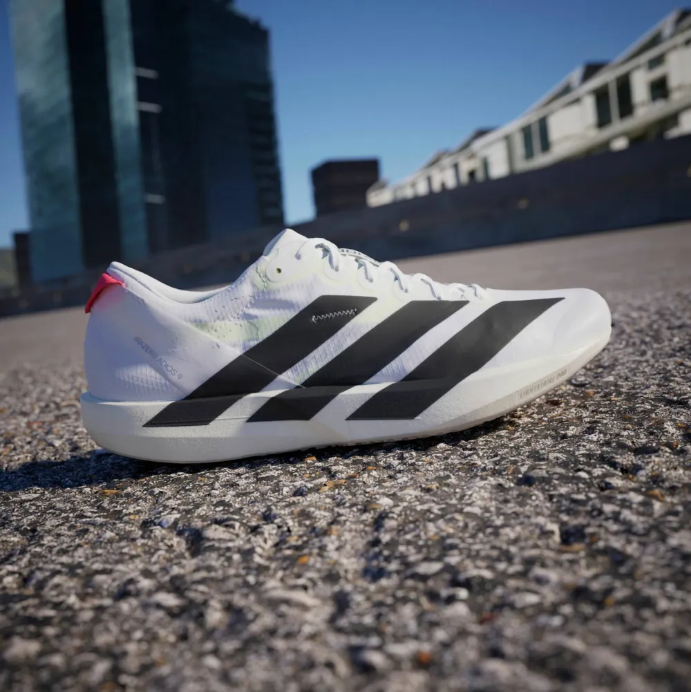 Clearance Men's Adizero Adios 9 Cloud White/Core Black/Lucid Red Löparskor Herr