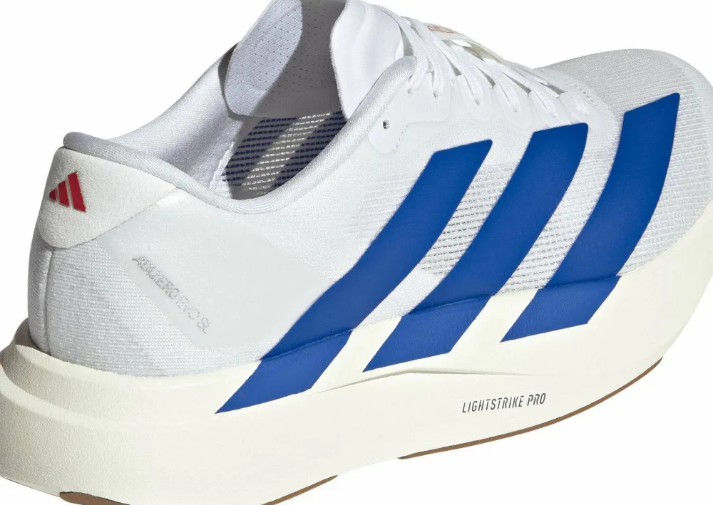 Adidas Men's Adizero Evo SL Cloud White / Royal Blue / Pure Ruby Clearance