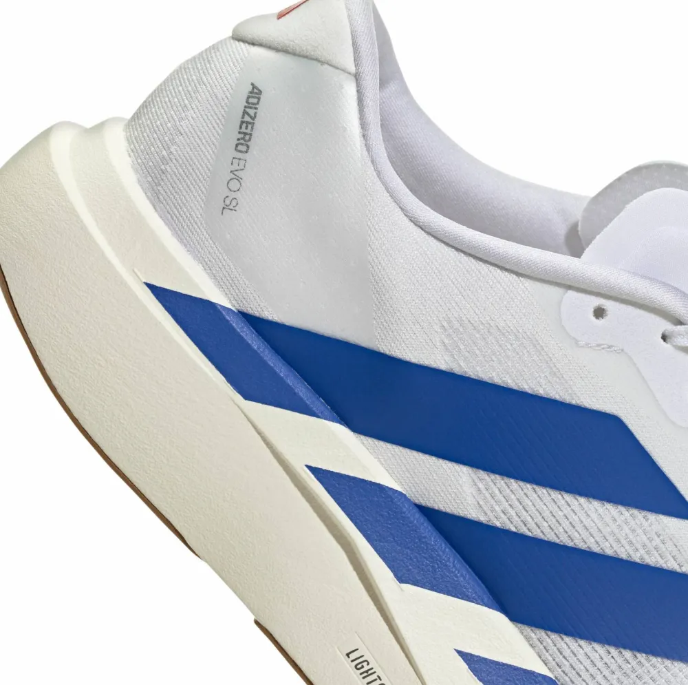 Adidas Men's Adizero Evo SL Cloud White / Royal Blue / Pure Ruby Clearance