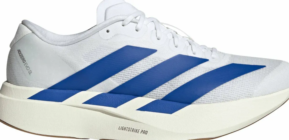Adidas Men's Adizero Evo SL Cloud White / Royal Blue / Pure Ruby Clearance