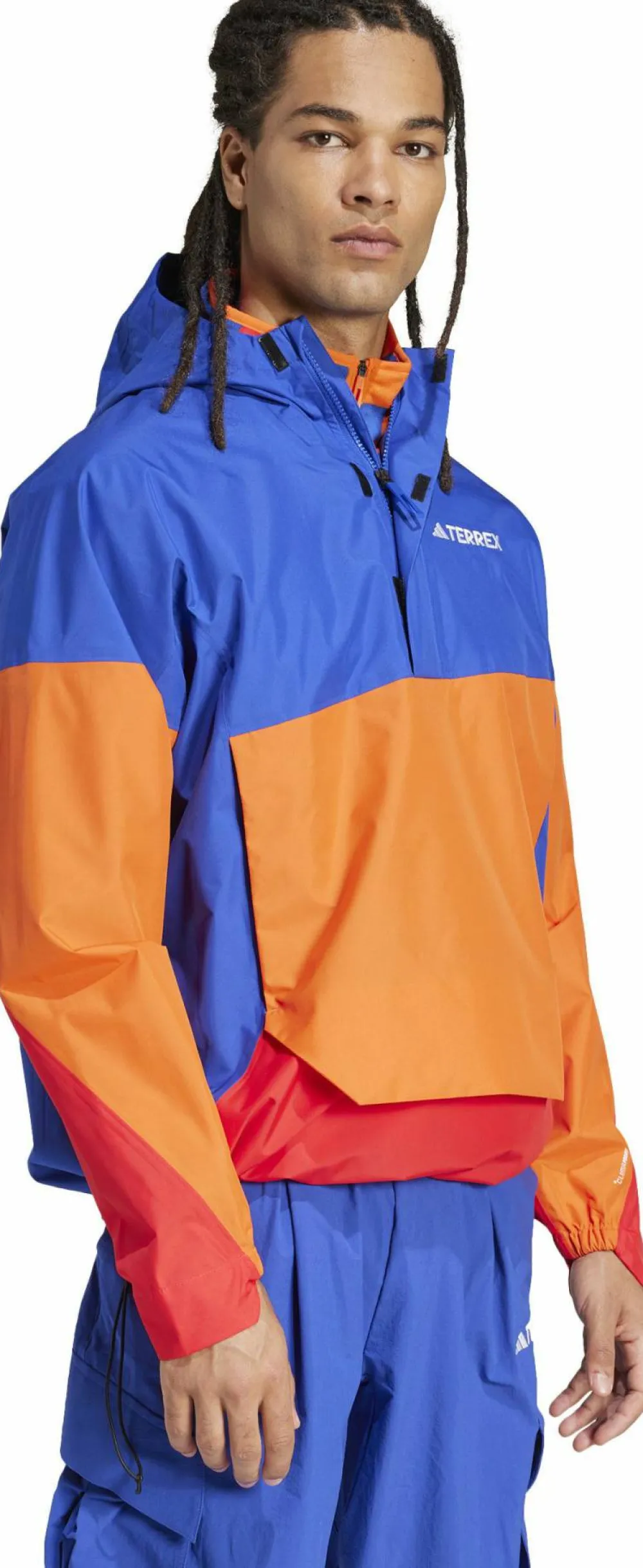 Adidas Men's Terrex Xploric 2.5L Climaproof Anorak Semi lucid blue/ Semi impact orange / Pure ruby