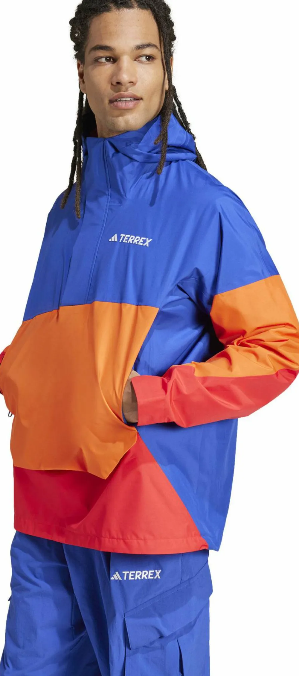 Adidas Men's Terrex Xploric 2.5L Climaproof Anorak Semi lucid blue/ Semi impact orange / Pure ruby