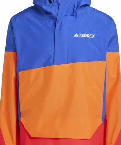 Adidas Men's Terrex Xploric 2.5L Climaproof Anorak Semi lucid blue/ Semi impact orange / Pure ruby