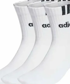 Adidas 3-Stripes Linear Half-Crew Cushioned Socks 3 Pairs White/Black Sale