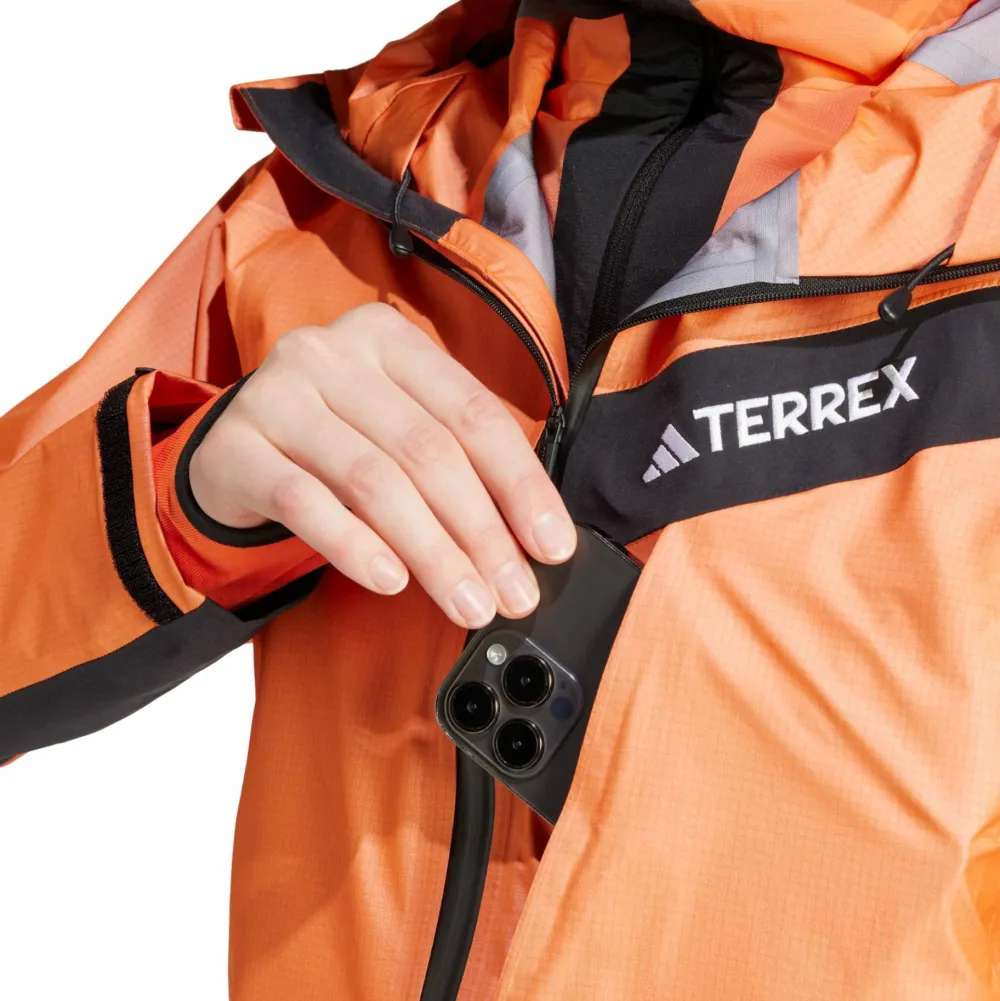 Adidas Women's Terrex Techrock Light GORE-TEX Active Rain Jacket Semi Impact Orange Discount