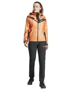Adidas Women's Terrex Techrock Light GORE-TEX Active Rain Jacket Semi Impact Orange Discount