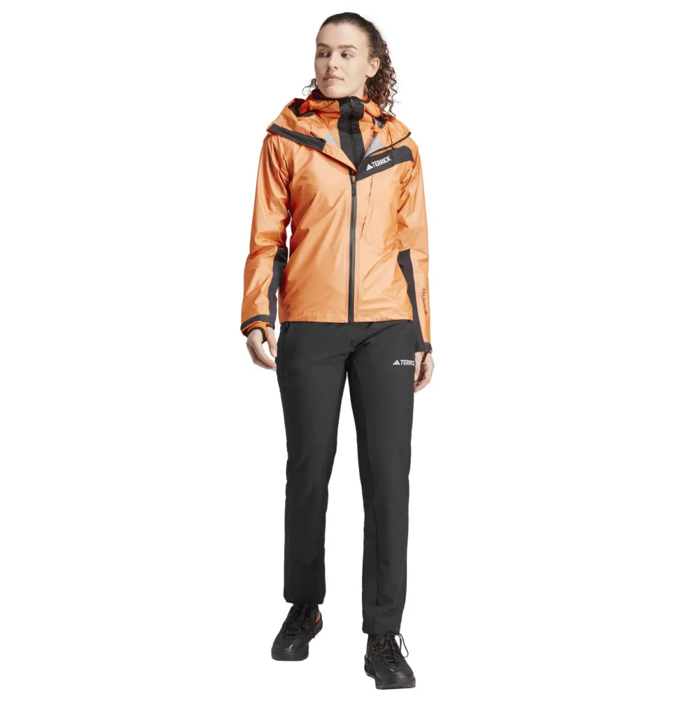 Adidas Women's Terrex Techrock Light GORE-TEX Active Rain Jacket Semi Impact Orange Discount