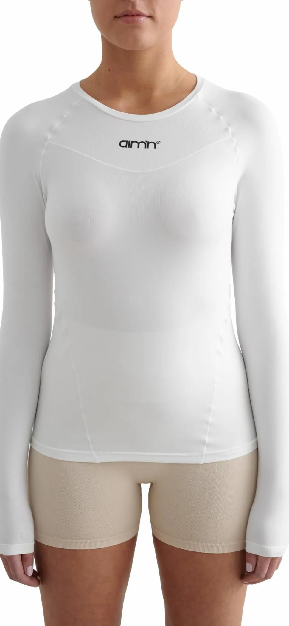 Aim'n Women's Soft Basic Long Sleeve White