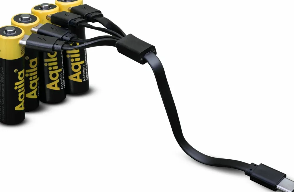 Aqiila USB-C Rechargeable AA Battery (1,5V / 2000mAh) 4-pack Black Sale