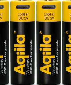 Aqiila USB-C Rechargeable AA Battery (1,5V / 2000mAh) 4-pack Black Sale