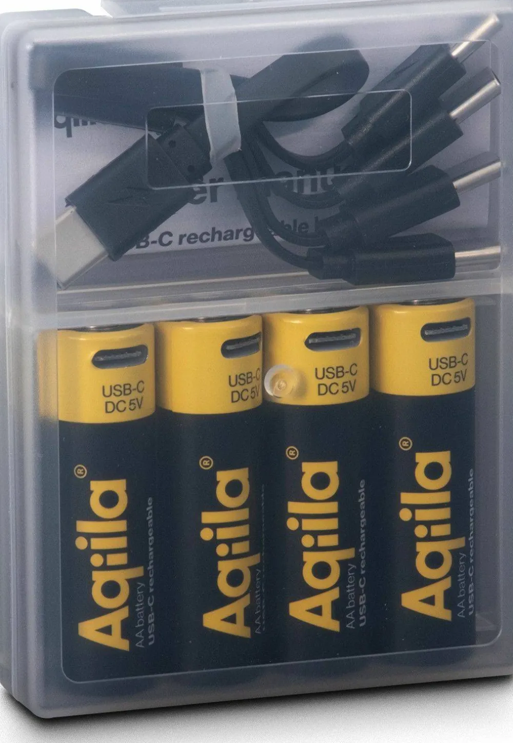 Aqiila USB-C Rechargeable AA Battery (1,5V / 2000mAh) 4-pack Black Sale