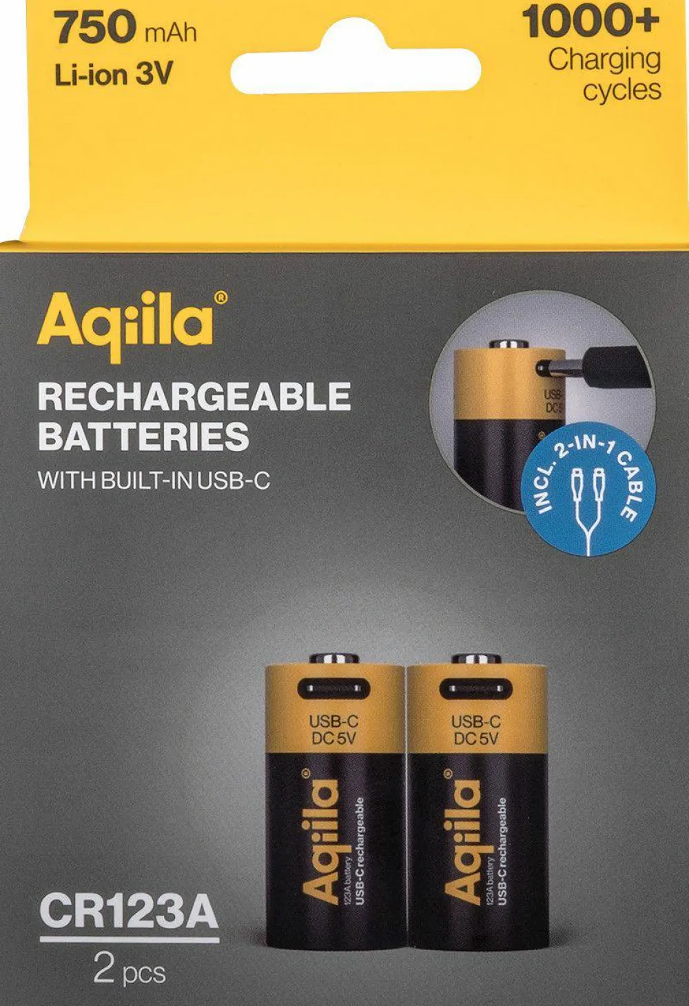 Sale USB-C Rechargeable CR123A Battery (3V / 750mAh) 2-pack Elektronik