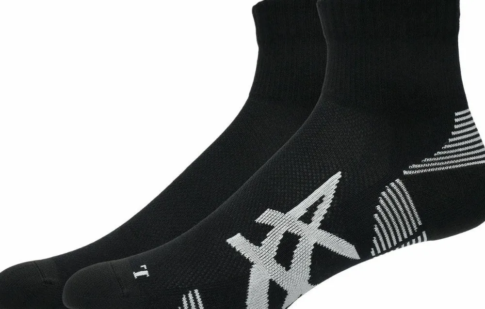 Asics 2 Pack Cushioned Run Quarter Sock Performance Black/Performance Black Sale