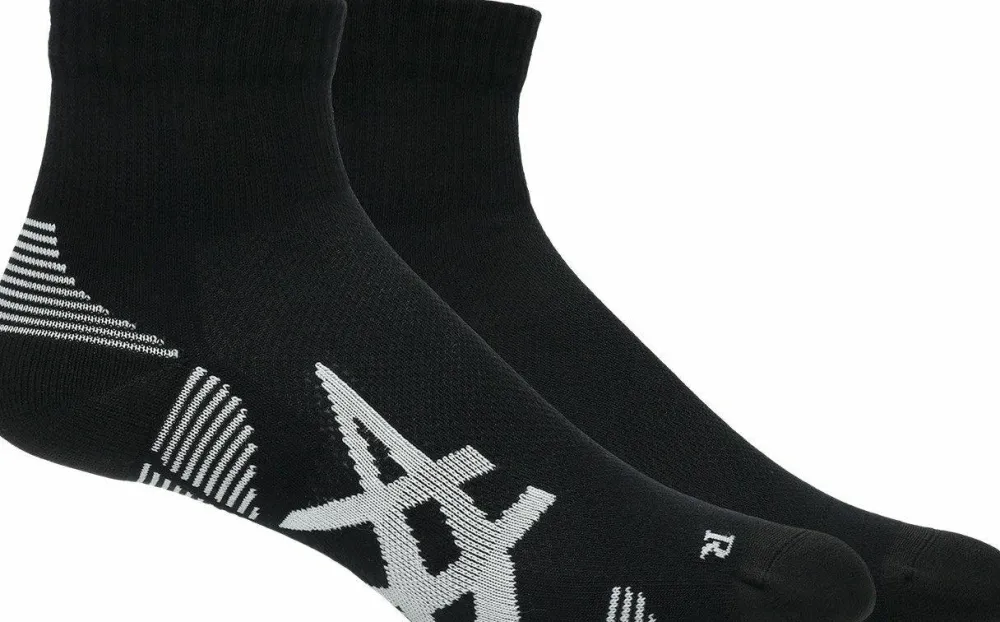 Asics 2 Pack Cushioned Run Quarter Sock Performance Black/Performance Black Sale