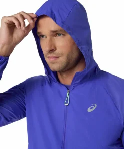 Asics Men's Road Packable Jacket Cobalt Burst/Illuminate Green
