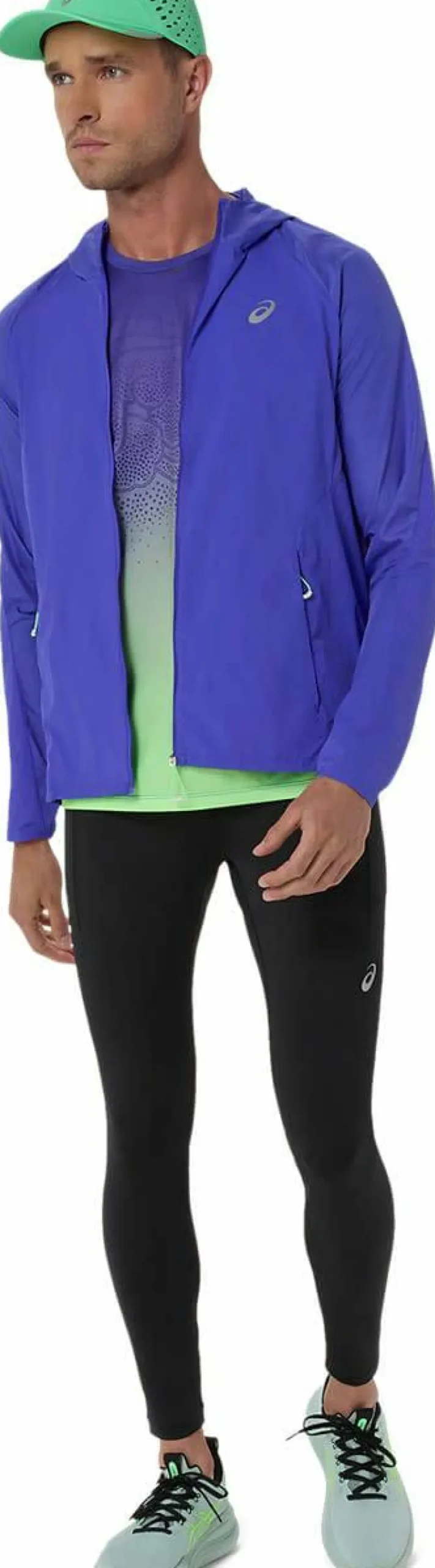 Asics Men's Road Packable Jacket Cobalt Burst/Illuminate Green