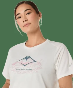 Asics Women's Fujitrail Logo Short Sleeve Top Cream Clearance