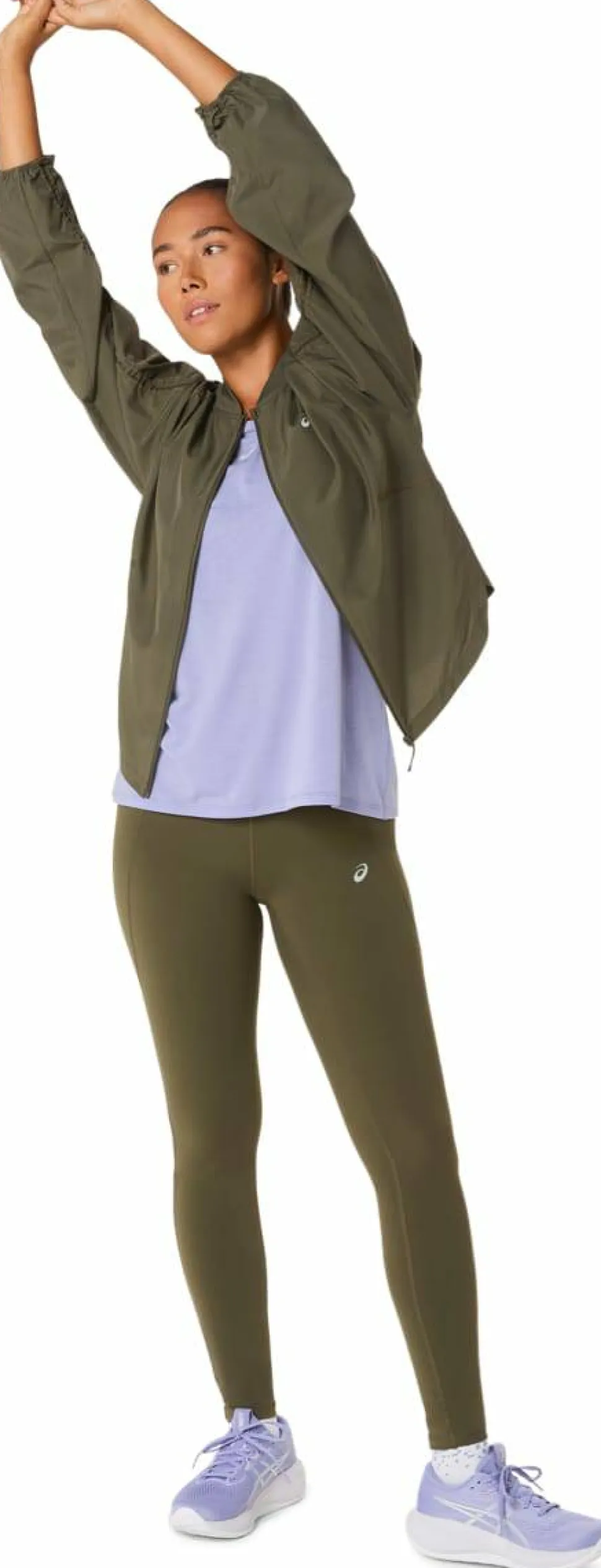 Asics Women's Nagino Run Adjustable Jacket Dark Olive