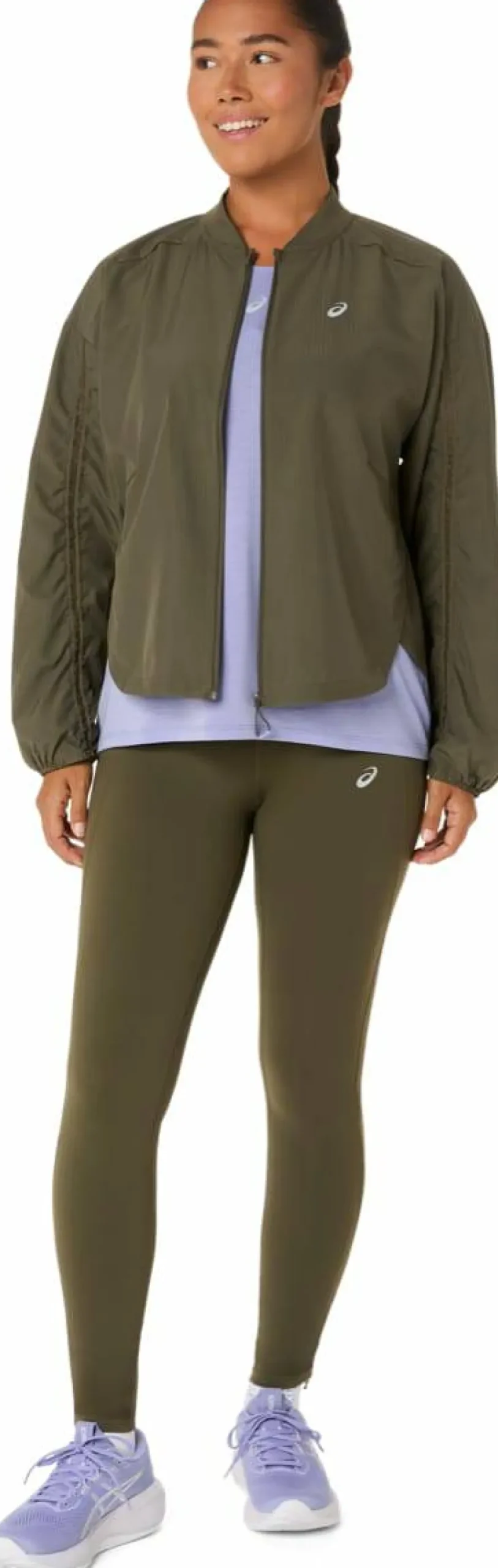 Asics Women's Nagino Run Adjustable Jacket Dark Olive