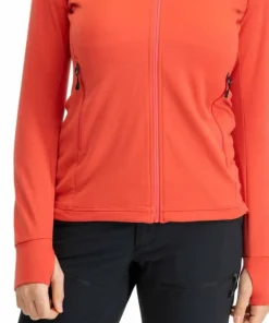 Bergans Women's Rabot Merino Tech Midlayer Hoodie Peachy Red