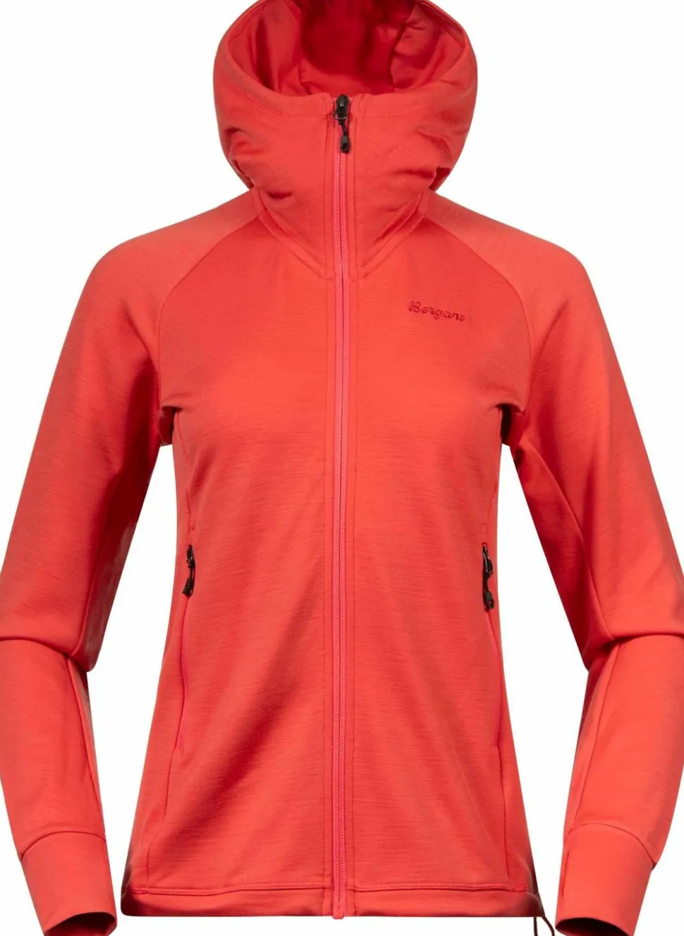 Bergans Women's Rabot Merino Tech Midlayer Hoodie Peachy Red