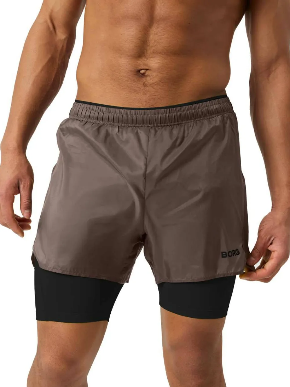 Clearance Men's Borg Running Shorts 2 In 1 Herrbyxor