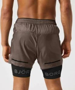 Clearance Men's Borg Running Shorts 2 In 1 Herrbyxor