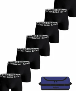 Björn Borg Men's Cotton Stretch Boxer + Wash Bag 7p Multipack 1 New