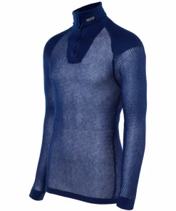 Brynje Unisex Super Thermo Zip Polo Shirt Navy Best