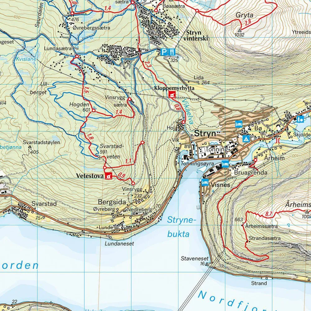Calazo förlag Stryn 1:50 000 Hiking map New