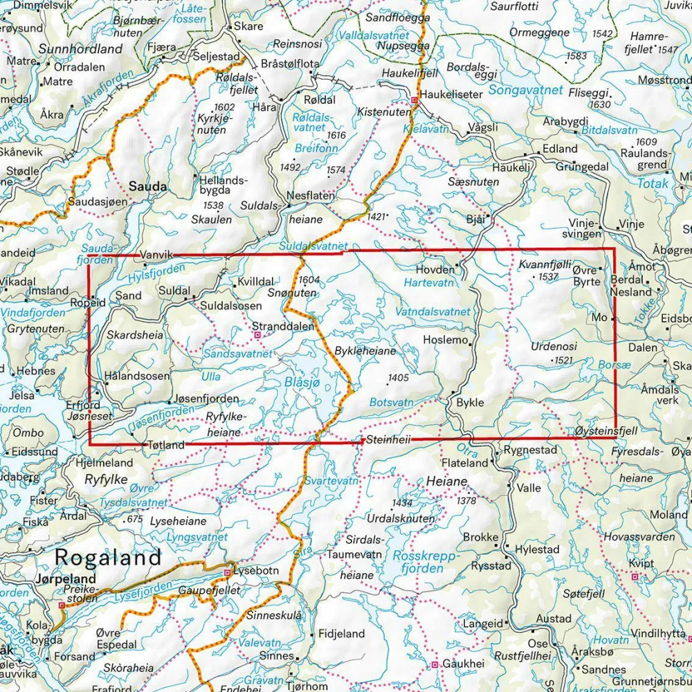 Hot Suldalsheiane Bykleheiane & Hovden 1:50 000 Övrig Utrustning