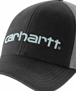 Carhartt Canvas Mesh-Back Logo Graphic Cap Black/Dark Horizon Blue