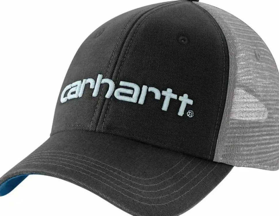 Carhartt Canvas Mesh-Back Logo Graphic Cap Black/Dark Horizon Blue
