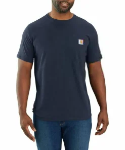 Carhartt Men's Carhartt Force Relaxed Fit Midweight Short-Sleeve Pocket T-Shirt Navy
