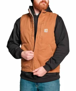 Carhartt Men's Washed Duck Lined Mock Neck Vest ® Brown CARHARTT® BROWN Best
